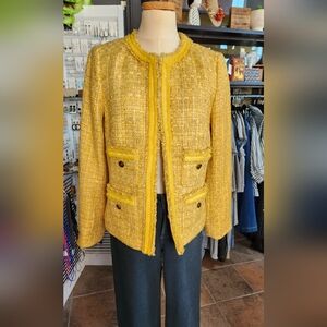 Talbots Yellow, Tan and Cream Woven Blazer
